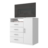 Cómoda Peru Blanco 91x89.2cm de Cinco Hileras con Cuatro Cajones y con Espacio para TV - CAJONERAS Y COMODAS | Bylmo