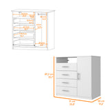 Cómoda Peru Blanco 91x89.2cm de Cinco Hileras con Cuatro Cajones y con Espacio para TV - CAJONERAS Y COMODAS | Bylmo