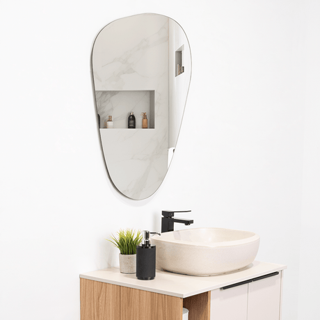 Espejo de Baño Baikal Gris 60x80cm Asimetrico sin Marco - ESPEJOS DE BANHO | Bylmo