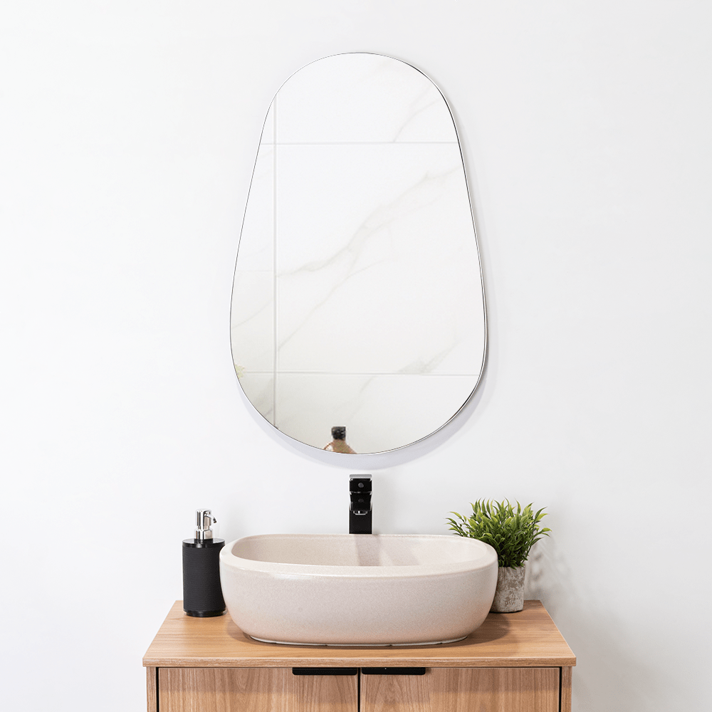 Espejo de Baño Luty Gris 45x70cm Asimetrico sin Marco - ESPEJOS DE BANHO | Bylmo