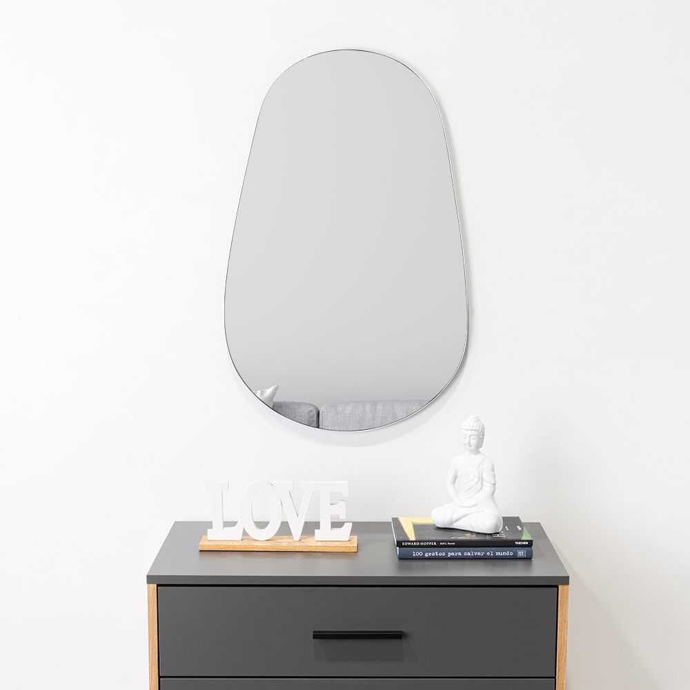 Espejo de Baño Luty Gris 45x70cm Asimetrico sin Marco - ESPEJOS DE BANHO | Bylmo