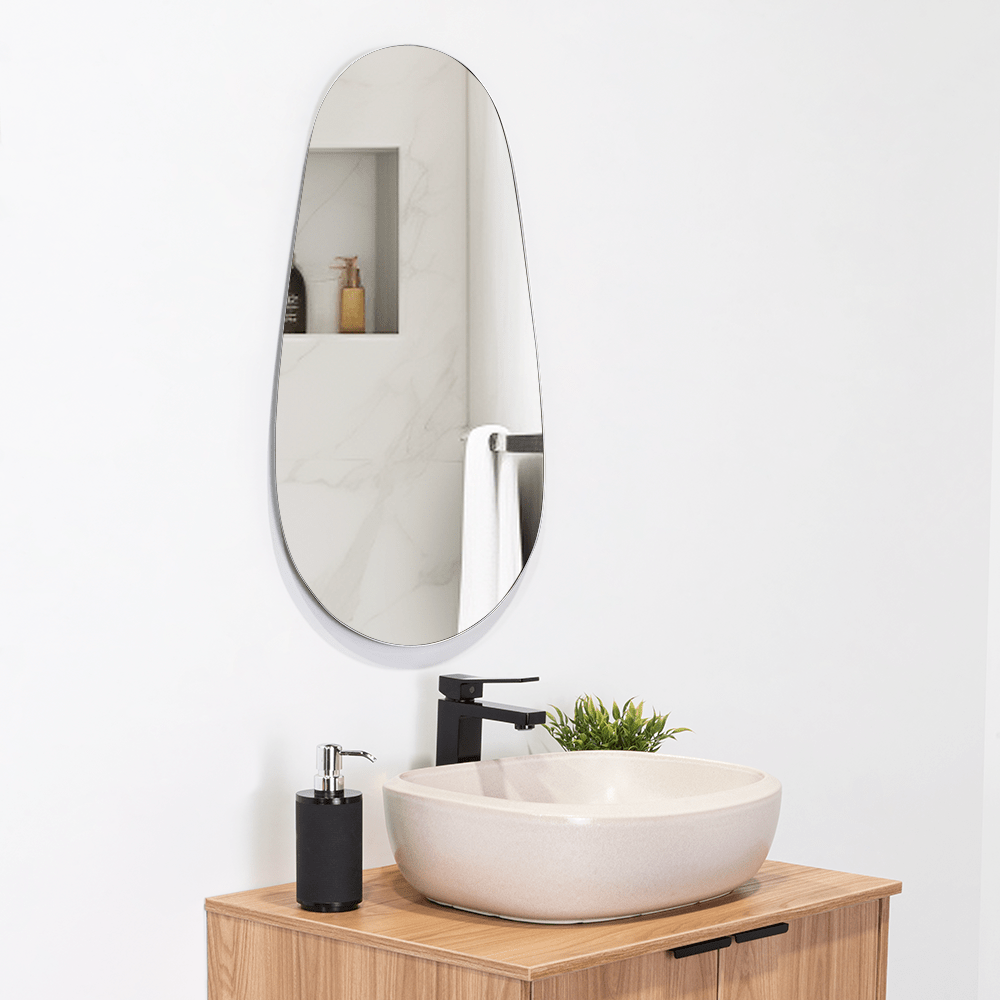 Espejo de Baño Luty Gris 45x70cm Asimetrico sin Marco - ESPEJOS DE BANHO | Bylmo