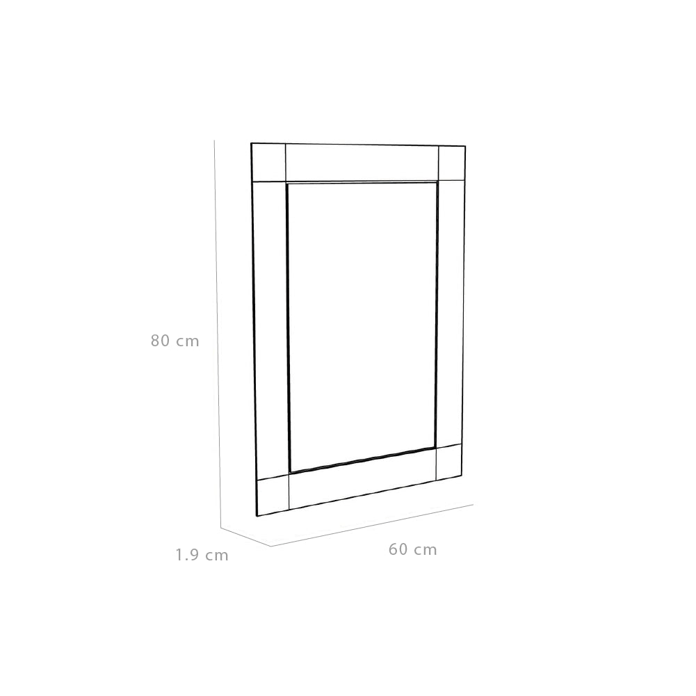 Espejo de Baño Yorlin Gris 60x80cm Rectangular sin Marco y con Sandblasting - ESPEJOS DE BANHO | Bylmo