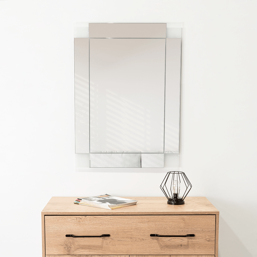 Espejo de Baño Yorlin Gris 60x80cm Rectangular sin Marco y con Sandblasting - ESPEJOS DE BANHO | Bylmo