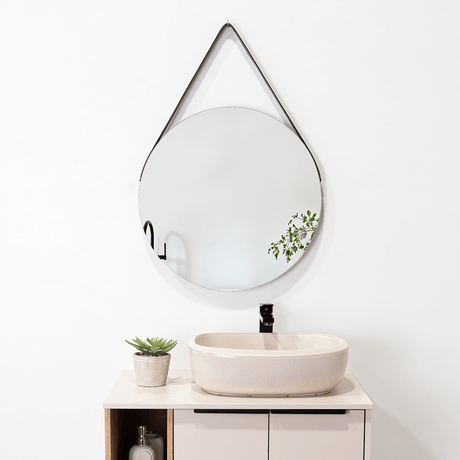 Espejo de Baño Persa 56 Negro y Gris 56x56cm Redondo con Marco En Madera - ESPEJOS DE BANHO | Bylmo