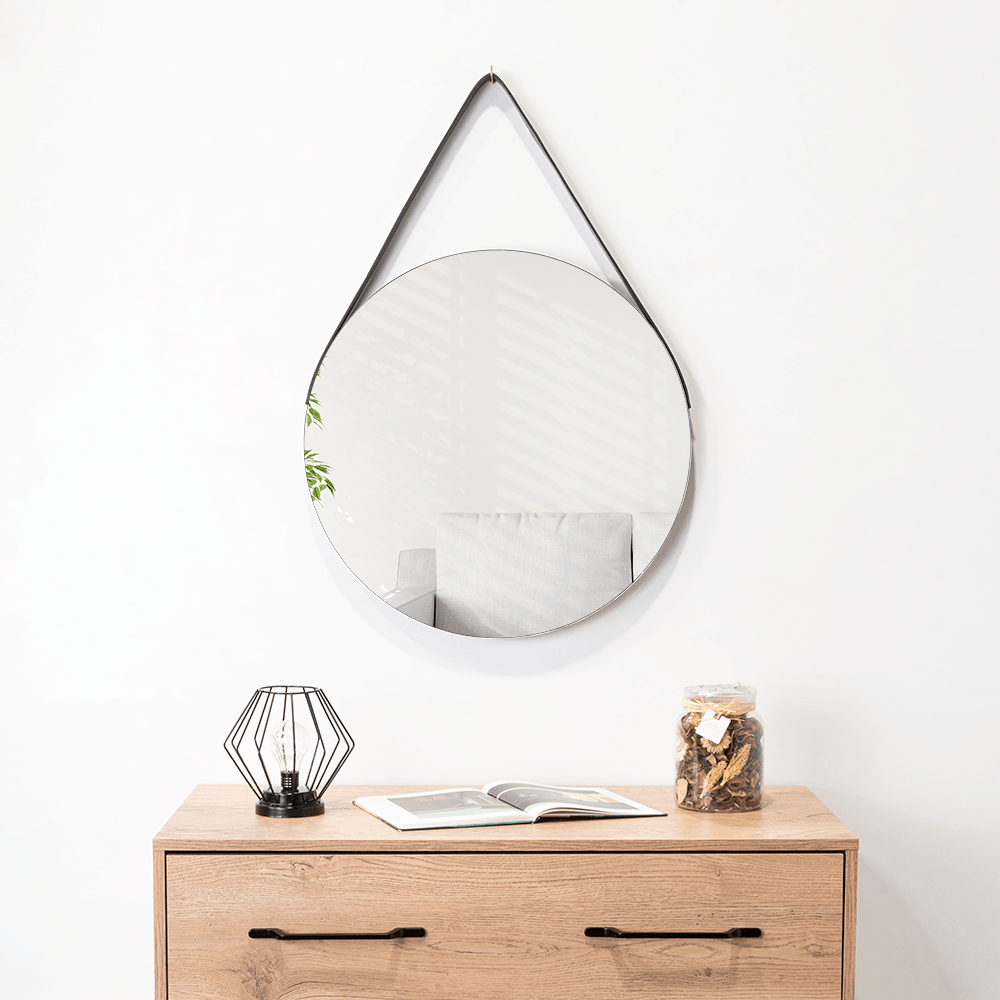 Espejo de Baño Persa 56 Negro y Gris 56x56cm Redondo con Marco En Madera - ESPEJOS DE BANHO | Bylmo