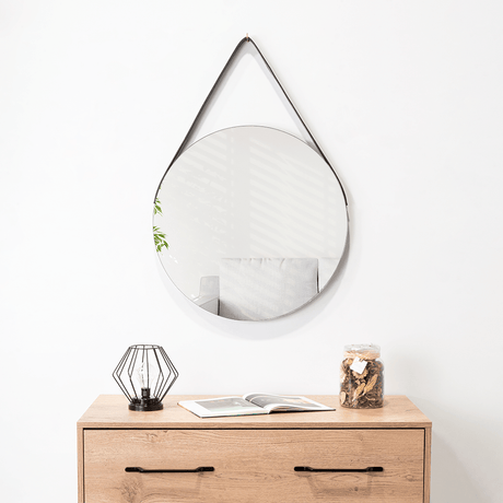 Espejo de Baño Persa 56 Negro y Gris 56x56cm Redondo con Marco En Madera - ESPEJOS DE BANHO | Bylmo