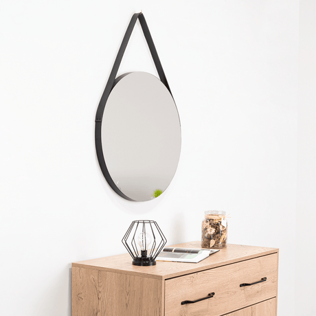 Espejo de Baño Persa 56 Negro y Gris 56x56cm Redondo con Marco En Madera - ESPEJOS DE BANHO | Bylmo