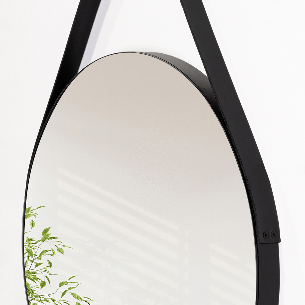 Espejo de Baño Persa 56 Negro y Gris 56x56cm Redondo con Marco En Madera - ESPEJOS DE BANHO | Bylmo