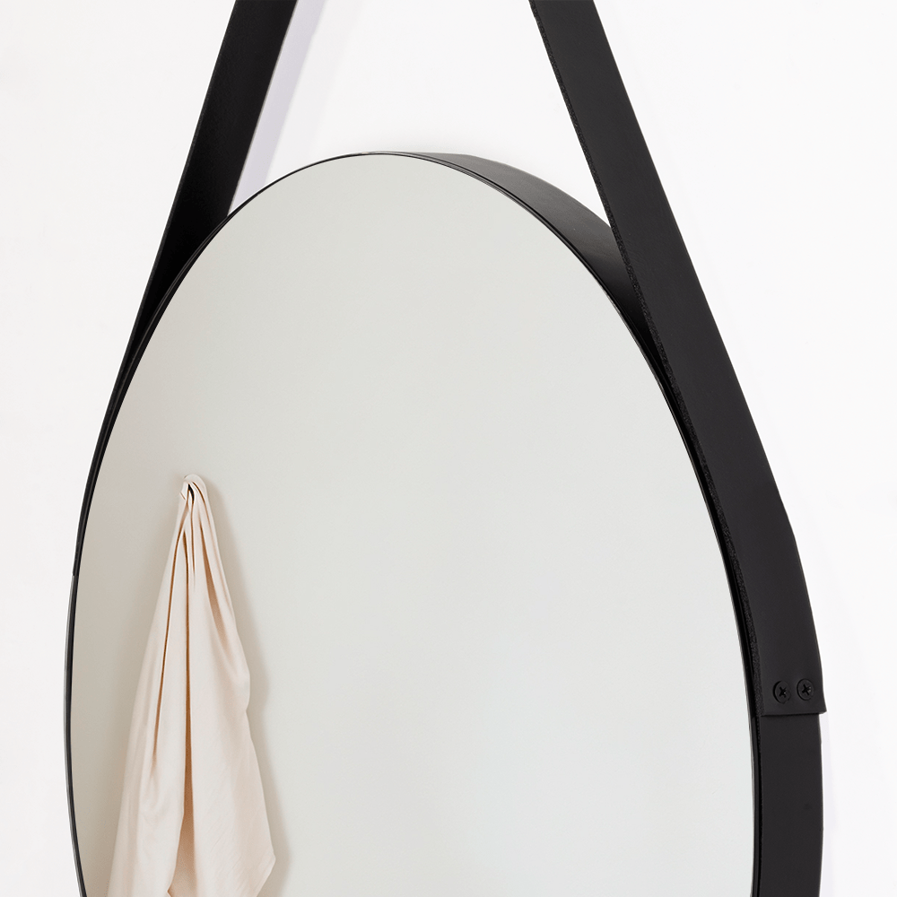 Espejo de Baño Persa 56 Negro y Gris 56x56cm Redondo con Marco En Madera - ESPEJOS DE BANHO | Bylmo