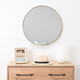 Espejo de Baño D58 Dorado y Gris 58x58cm Redondo con Marco Metalico - ESPEJOS DE BANHO | Bylmo