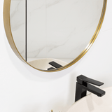 Espejo de Baño D58 Dorado y Gris 58x58cm Redondo con Marco Metalico - ESPEJOS DE BANHO | Bylmo