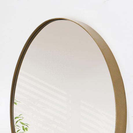 Espejo de Baño D80 Dorado y Gris 80x80cm Redondo con Marco Metalico - ESPEJOS DE BANHO | Bylmo