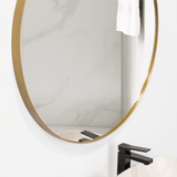 Espejo de Baño D80 Dorado y Gris 80x80cm Redondo con Marco Metalico - ESPEJOS DE BANHO | Bylmo