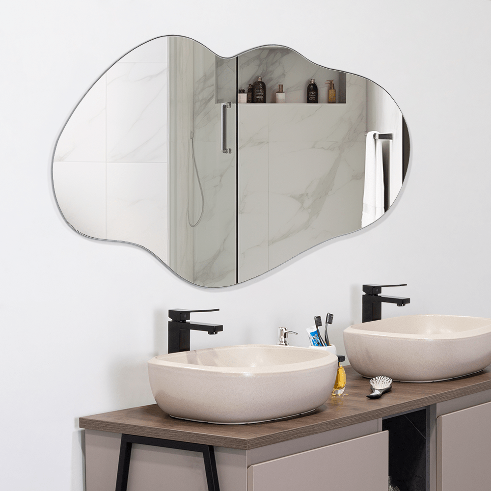 Espejo de Baño Aries Gris 150x60cm Asimetrico sin Marco - ESPEJOS DE BANHO | Bylmo