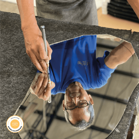 Espejo de Baño Ary 60 Gris 60x60cm Redondo con Marco En Madera - ESPEJOS DE BANHO | Bylmo