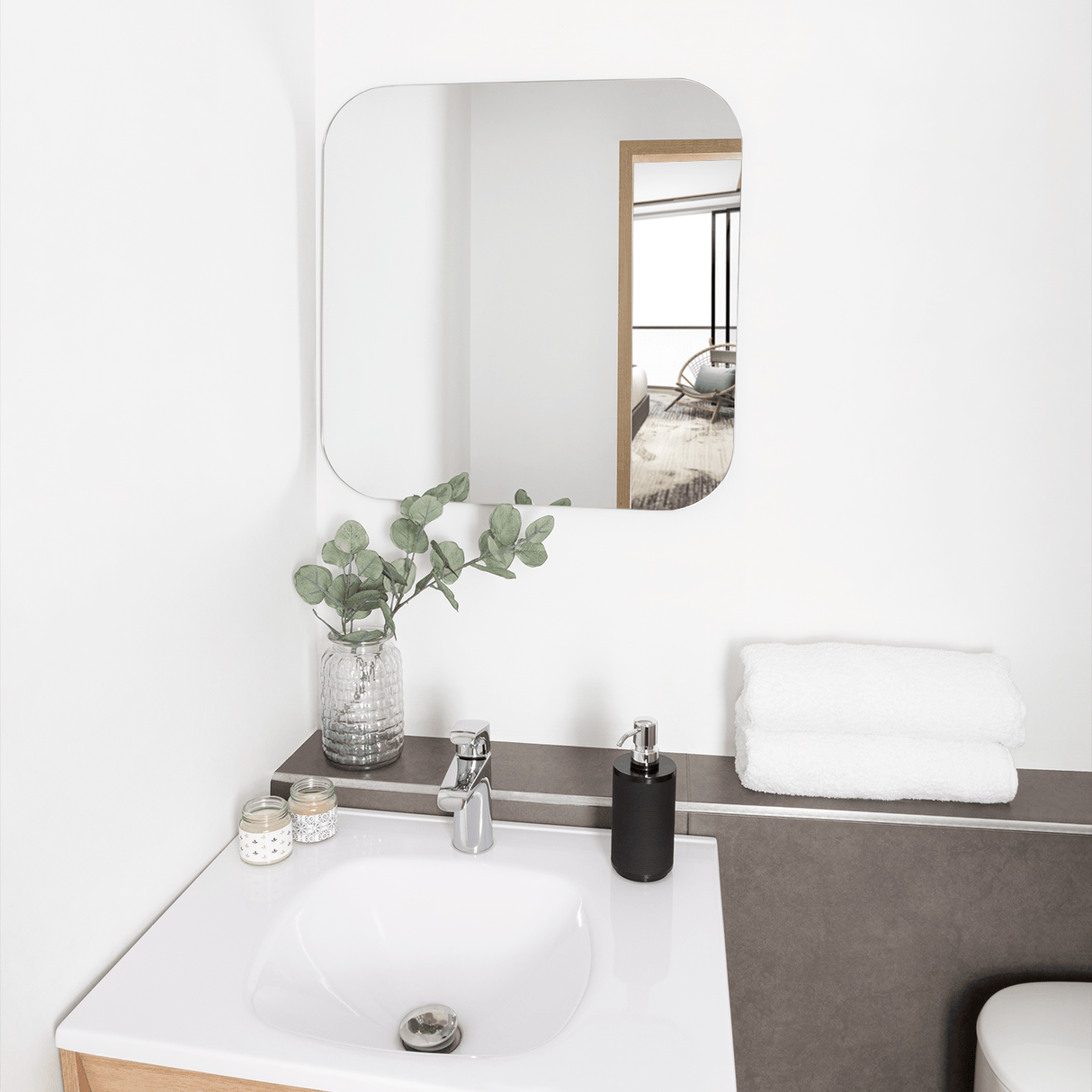 Espejo de Baño Lia Gris 60x60cm Cuadrado sin Marco - ESPEJOS DE BANHO | Bylmo