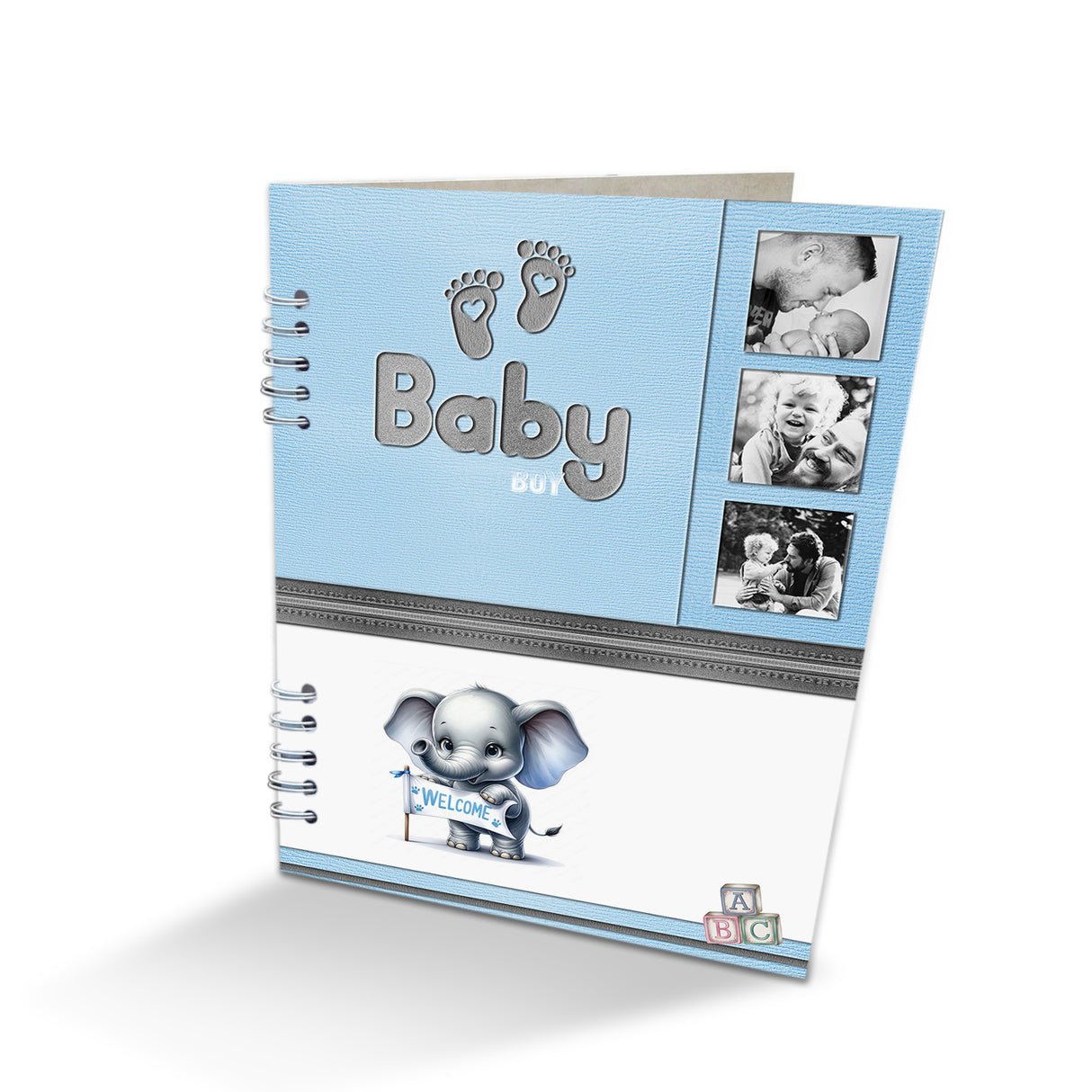 Álbum de Fotos Babyboy Blanco y Azul 24x32cm Argollado de Veinte Páginas - ALBUMES DE FOTOS | Bylmo