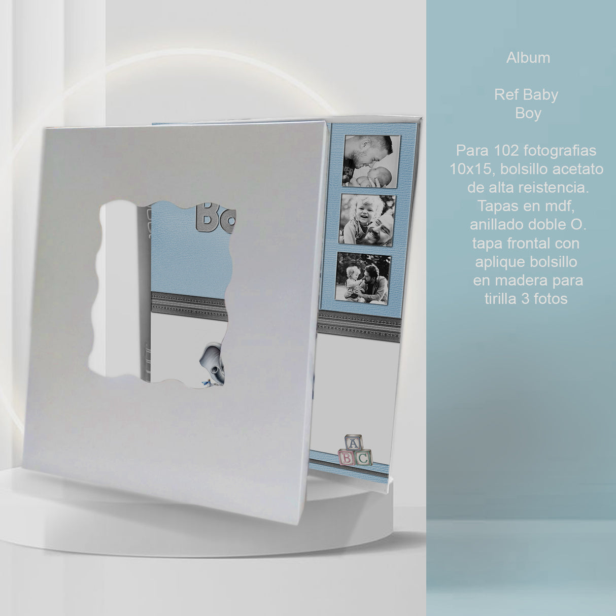 Álbum de Fotos Babyboy Blanco y Azul 24x32cm Argollado de Veinte Páginas - ALBUMES DE FOTOS | Bylmo