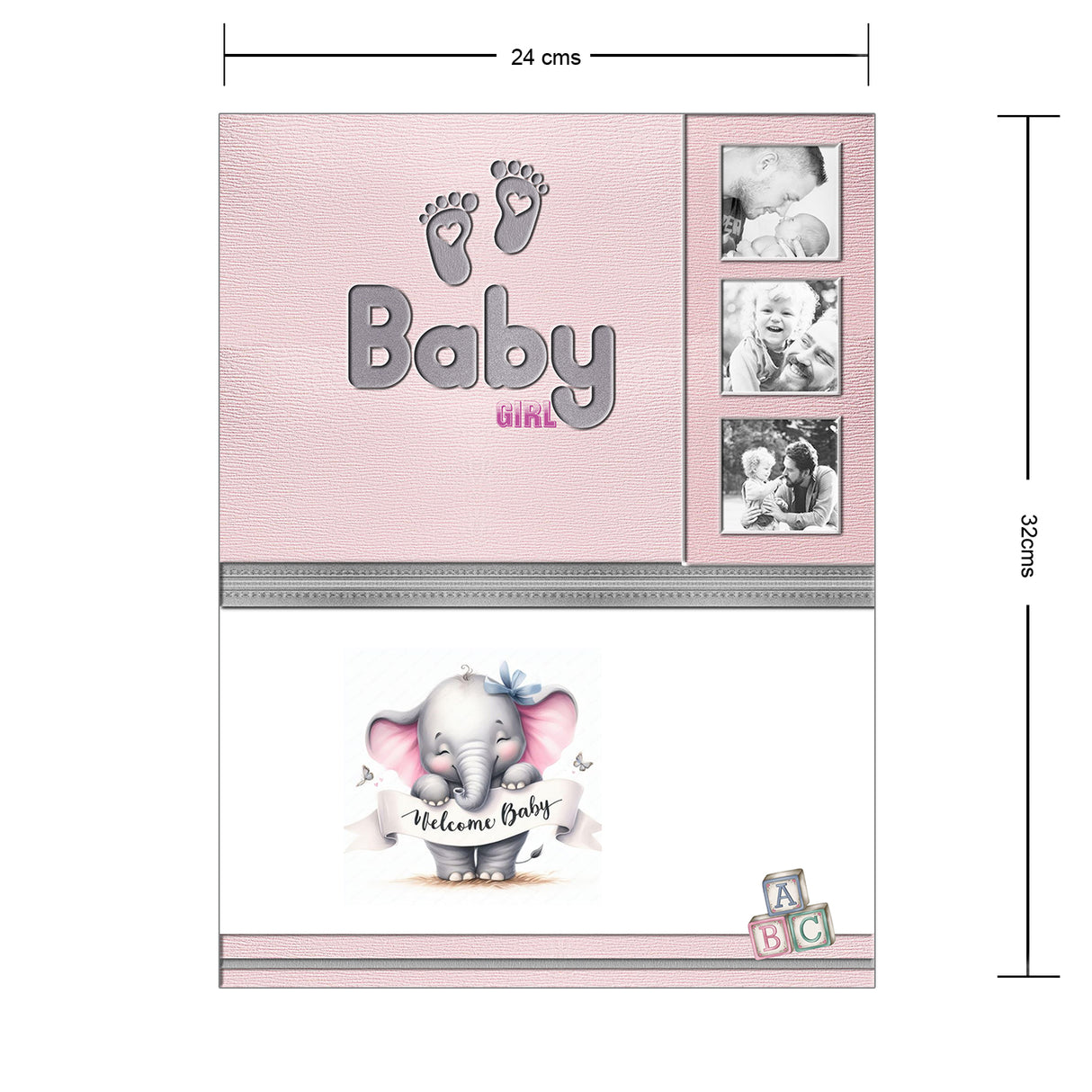 Álbum de Fotos Babygirl Blanco y Rosado 24x32cm Argollado de Veinte Páginas - ALBUMES DE FOTOS | Bylmo