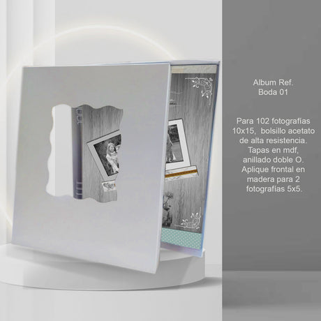 Álbum de Fotos Bodas Blanco y Azul 24x32cm Argollado de Veinte Páginas - ALBUMES DE FOTOS | Bylmo