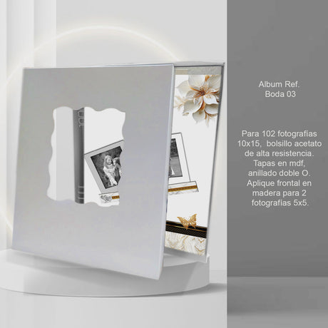 Álbum de Fotos Bodas Blanco 24x32cm Argollado de Veinte Páginas - ALBUMES DE FOTOS | Bylmo