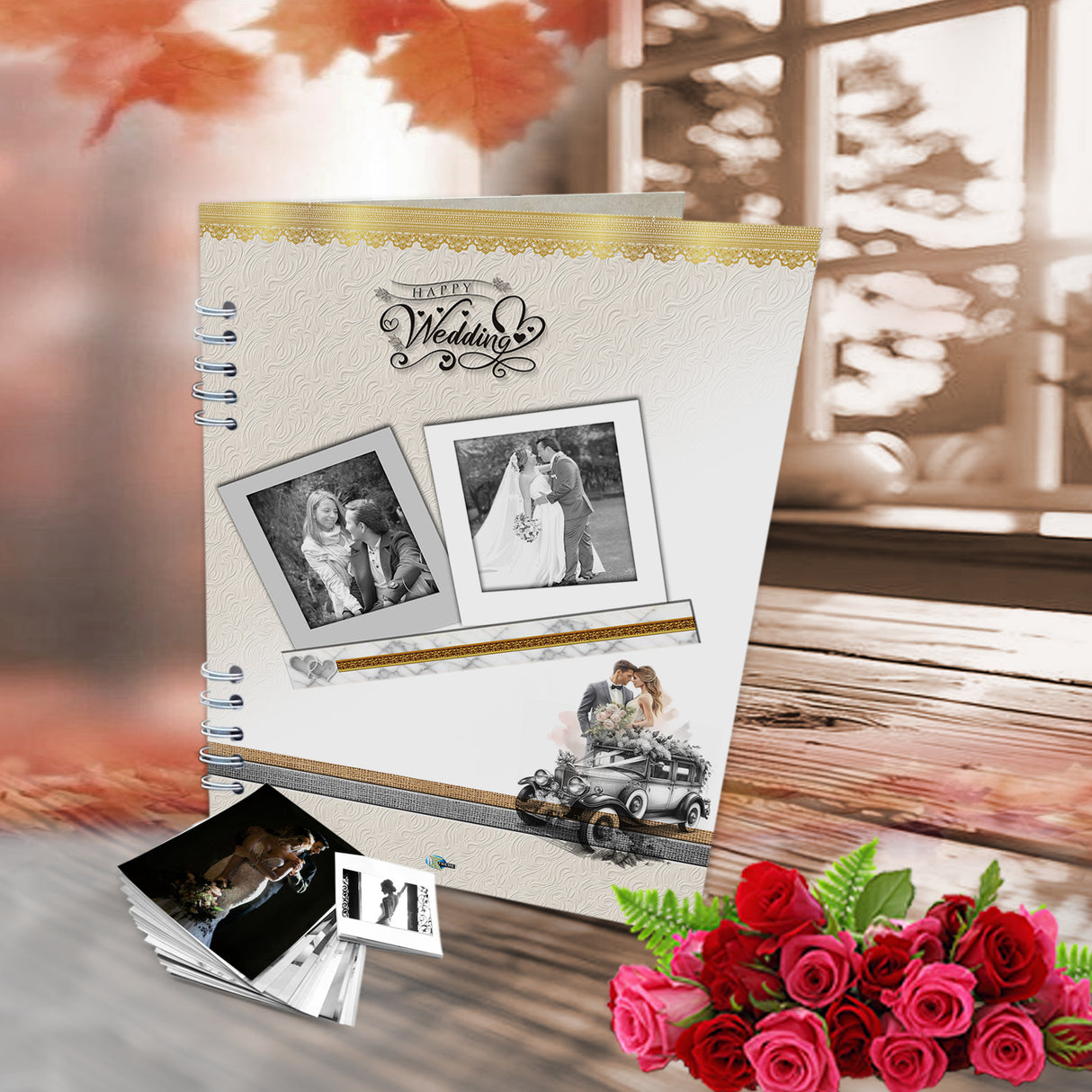 Álbum de Fotos bodas Blanco y Amarillo 24x32cm Argollado de Veinte Páginas - ALBUMES DE FOTOS | Bylmo