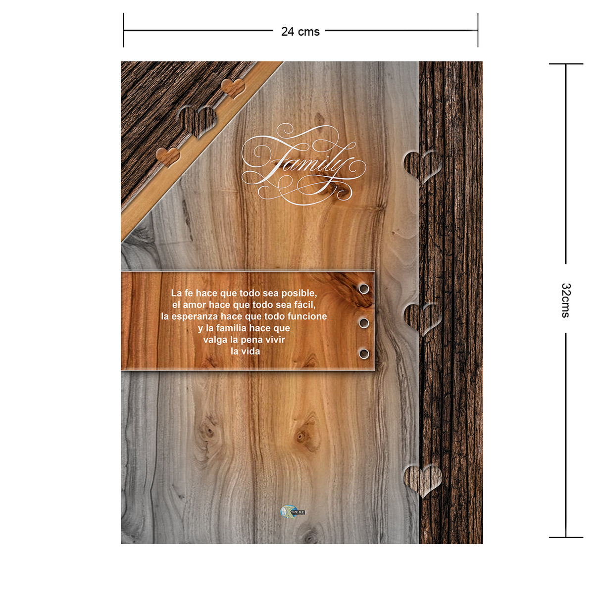 Álbum de Fotos Family Madera y Gris 24x32cm Argollado de Veinte Páginas - ALBUMES DE FOTOS | Bylmo