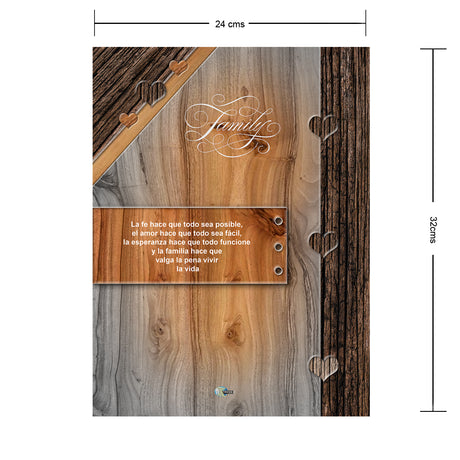 Álbum de Fotos Family Madera y Gris 24x32cm Argollado de Veinte Páginas - ALBUMES DE FOTOS | Bylmo