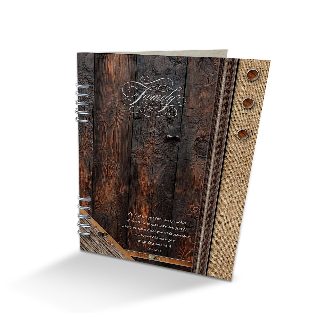Álbum de Fotos Family Madera y Crema 24x32cm Argollado de Veinte Páginas - ALBUMES DE FOTOS | Bylmo