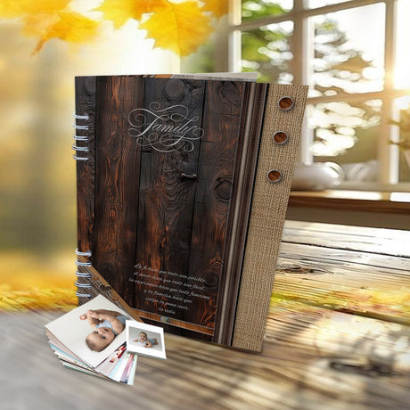 Álbum de Fotos Family Madera y Crema 24x32cm Argollado de Veinte Páginas - ALBUMES DE FOTOS | Bylmo
