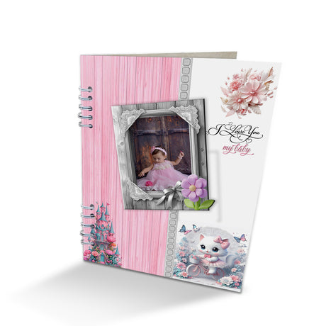 Álbum de Fotos Niña Gato Blanco y Rosado 24x32cm Argollado de Veinte Páginas - ALBUMES DE FOTOS | Bylmo