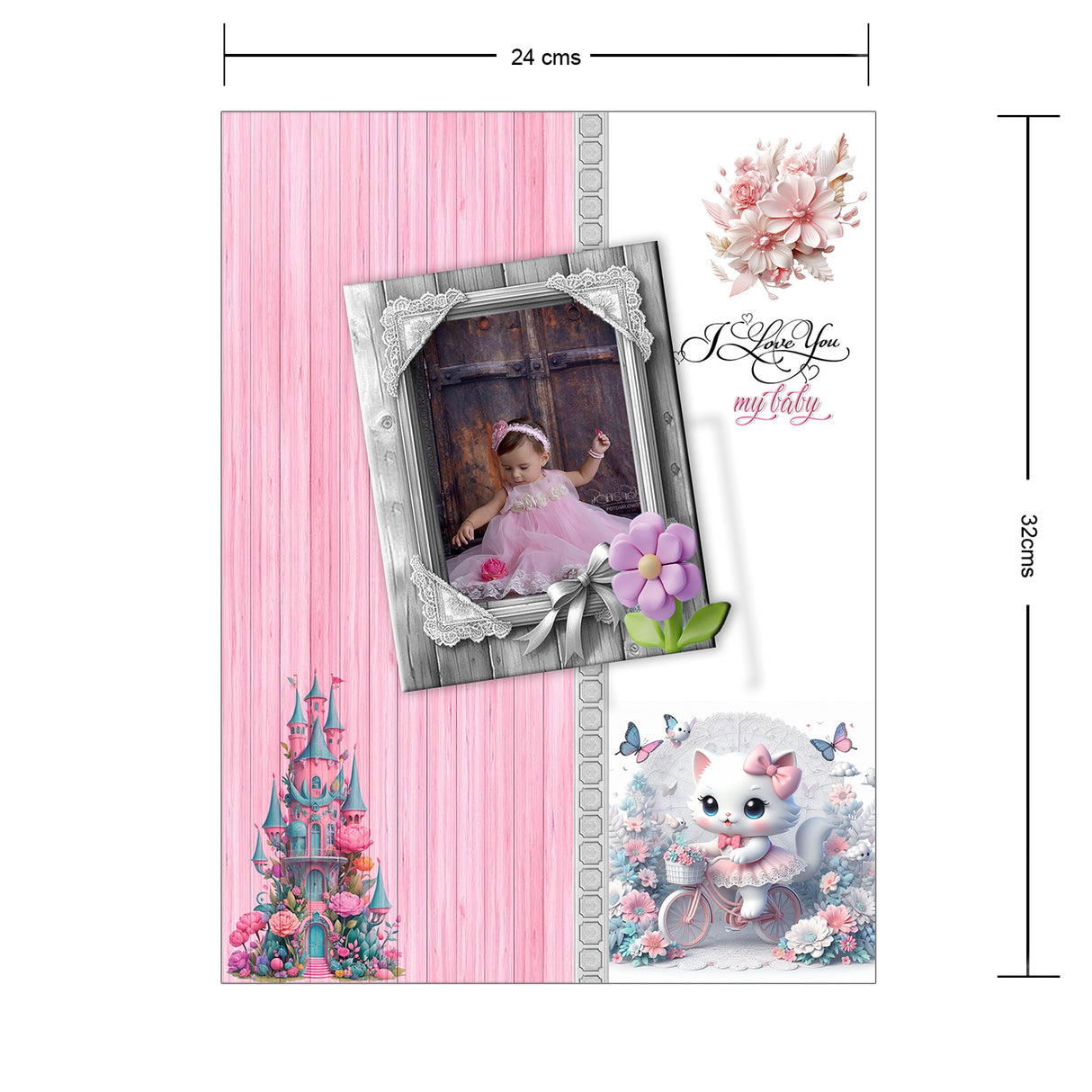 Álbum de Fotos Niña Gato Blanco y Rosado 24x32cm Argollado de Veinte Páginas - ALBUMES DE FOTOS | Bylmo