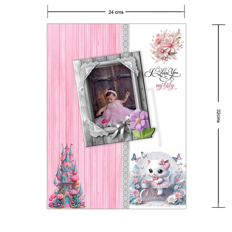 Álbum de Fotos Niña Gato Blanco y Rosado 24x32cm Argollado de Veinte Páginas - ALBUMES DE FOTOS | Bylmo