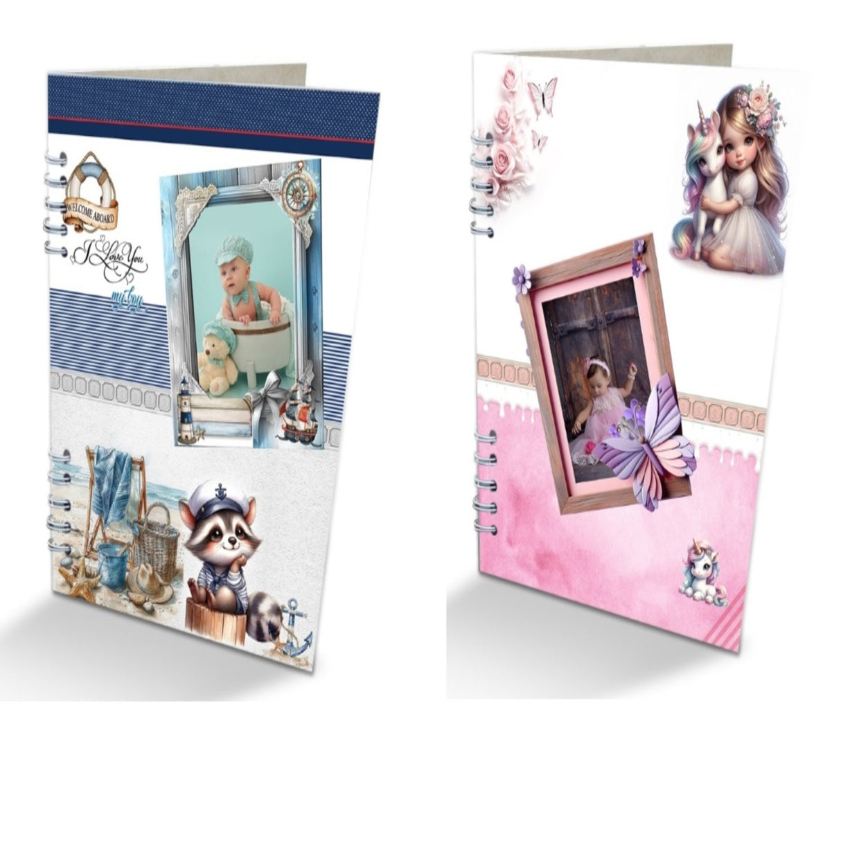 Álbum de Fotos Niña Gato Rosa y Azul 24x32cm Argollado de Veinte Páginas - ALBUMES DE FOTOS | Bylmo