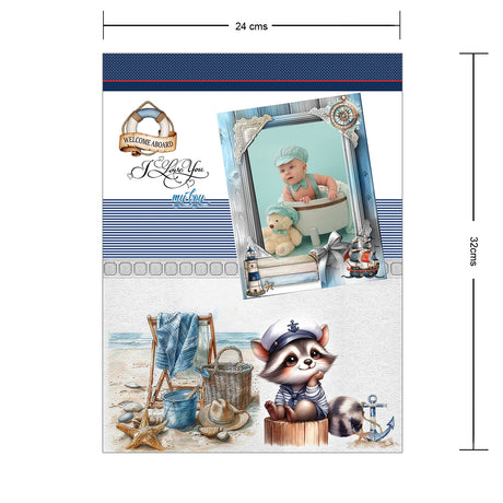 Álbum de Fotos Niño Marinero Blanco y Azul 24x32cm Argollado de Veinte Páginas - ALBUMES DE FOTOS | Bylmo