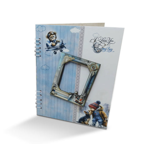 Álbum de Fotos Niño Oso Blanco y Azul 24x32cm Argollado de Veinte Páginas - ALBUMES DE FOTOS | Bylmo