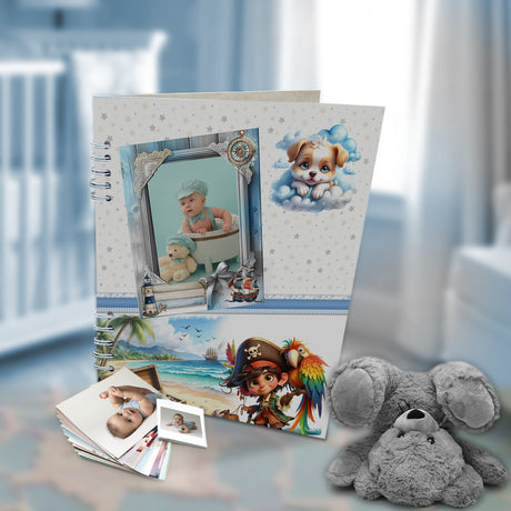 Álbum de Fotos Niño Pirata Blanco y Azul 24x32cm Argollado de Veinte Páginas - ALBUMES DE FOTOS | Bylmo
