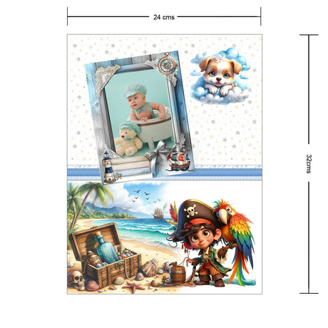 Álbum de Fotos Niño Pirata Blanco y Azul 24x32cm Argollado de Veinte Páginas - ALBUMES DE FOTOS | Bylmo