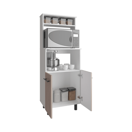 Mueble Microondas Brisa Blanco y Bardolino 54x140cm con Dos Puertas y sin Cajones - ALACENAS Y MUEBLES MICROONDAS | Bylmo