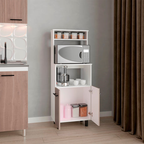 Mueble Microondas Brisa Blanco y Bardolino 54x140cm con Dos Puertas y sin Cajones - ALACENAS Y MUEBLES MICROONDAS | Bylmo