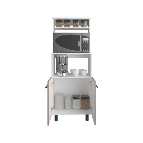 Mueble Microondas Brisa Blanco y Bardolino 54x140cm con Dos Puertas y sin Cajones - ALACENAS Y MUEBLES MICROONDAS | Bylmo