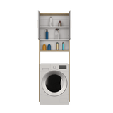 Ahorrador de Espacio Spencer Blanco y Fresno Europeo 69.6x200cm para Lavadora con Patas - MUEBLES DE ASEO Y ROPAS | Bylmo