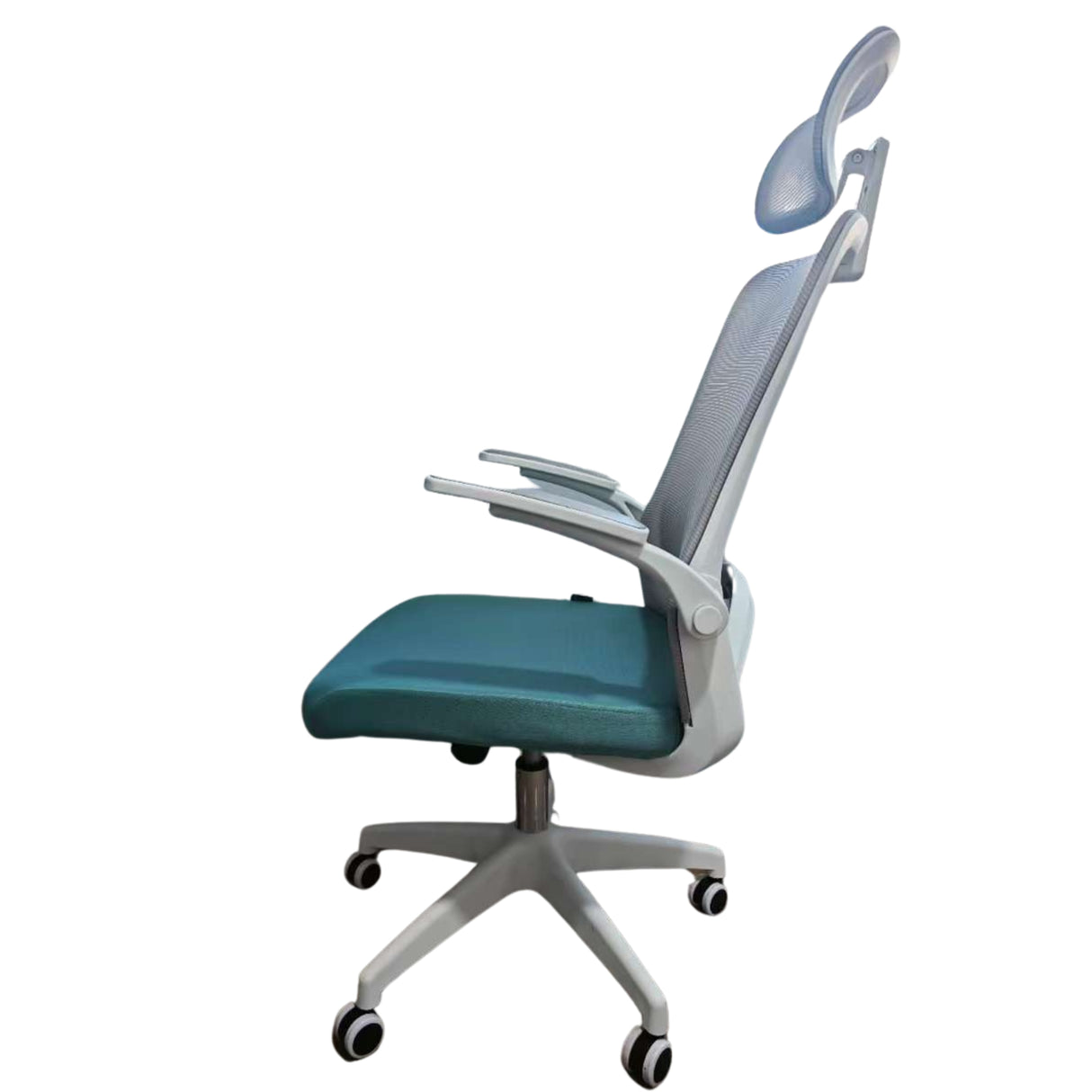 Silla Gerencial Soberana Gris y Verde Claro 61x125cm con Apoya Brazos y con Apoya Cabezas - SILLAS DE OFICINA | Bylmo