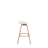 Set x 2 Sillas Bar Blanco y Cafe Claro 52x86cm con Asiento Ovalado y sin Espaldar - SILLAS Y BUTACOS | Bylmo