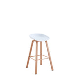 Set x 2 Sillas Bar Blanco y Cafe Claro 52x86cm con Asiento Ovalado y sin Espaldar - SILLAS Y BUTACOS | Bylmo