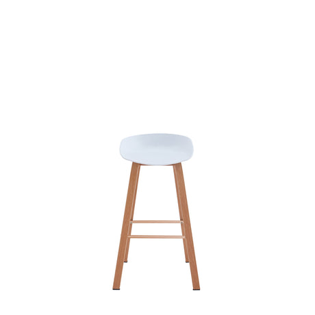 Set x 2 Sillas Bar Blanco y Cafe Claro 52x86cm con Asiento Ovalado y sin Espaldar - SILLAS Y BUTACOS | Bylmo