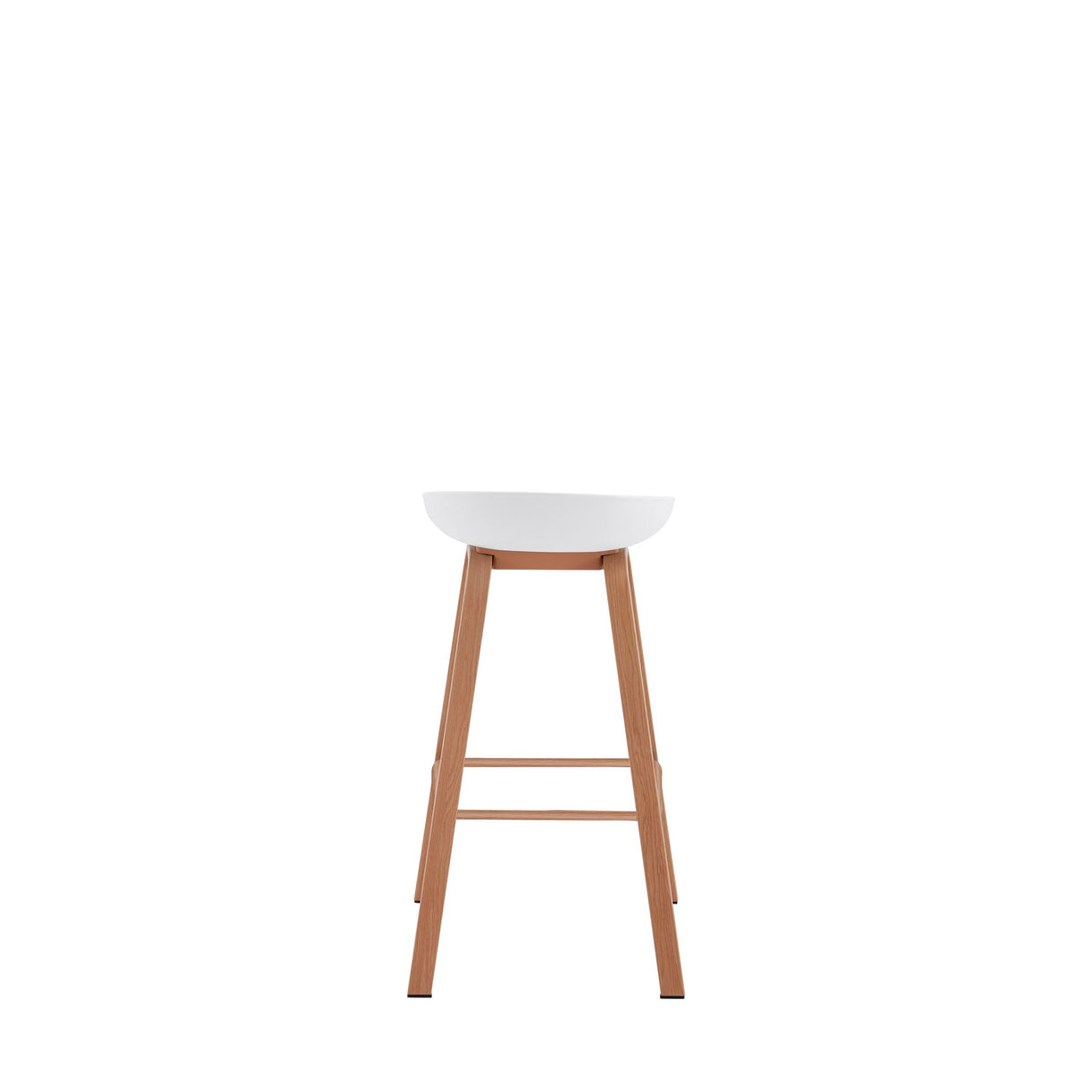 Set x 2 Sillas Bar Blanco y Cafe Claro 52x86cm con Asiento Ovalado y sin Espaldar - SILLAS Y BUTACOS | Bylmo