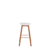 Set x 2 Sillas Bar Blanco y Cafe Claro 52x86cm con Asiento Ovalado y sin Espaldar - SILLAS Y BUTACOS | Bylmo