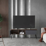 Mesa para TV Zurich Milan y Plomo 158.4x58.4cm para TV Hasta 70" Pulgadas con Tres Compartimientos y con Un Cajón - MUEBLES DE TV | Bylmo